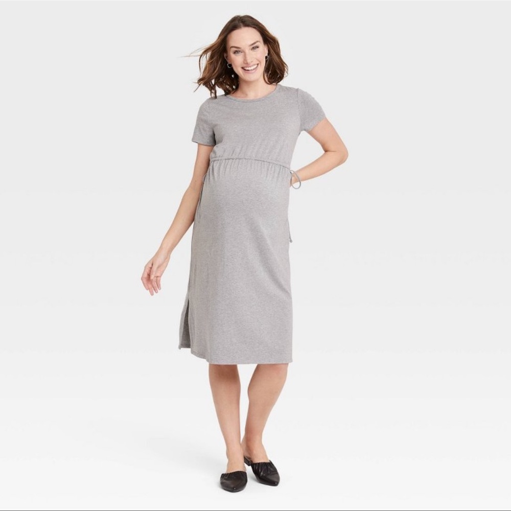 2/$20   Isabel Maternity Short Sleeve Tie-Waist Maternity Dress